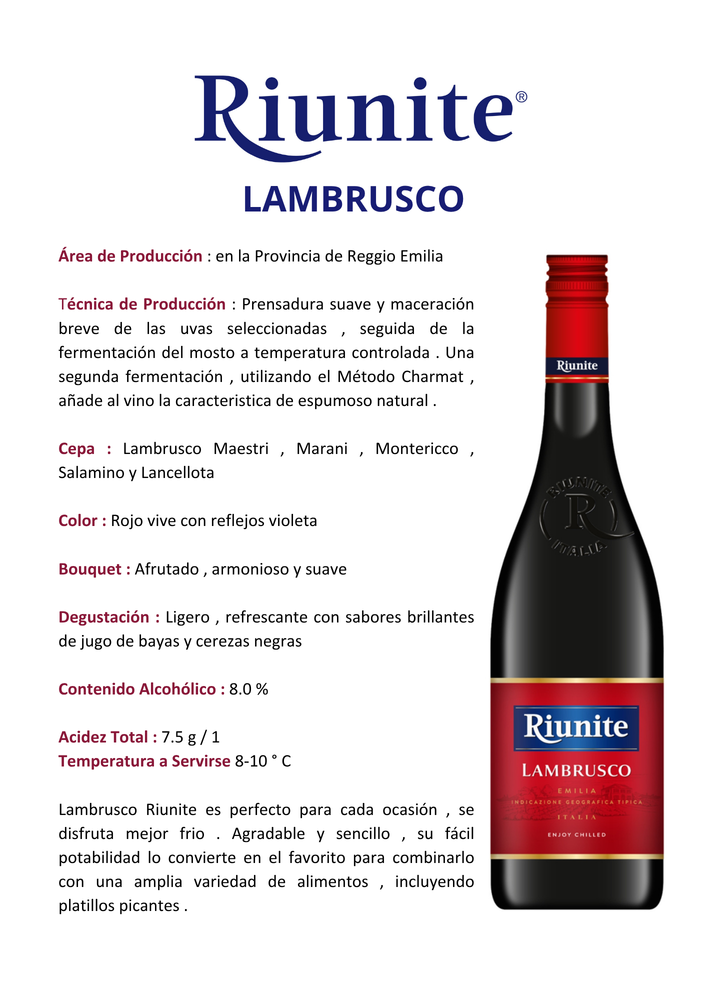 
                  
                    RIUNITE LAMBRUSCO
                  
                