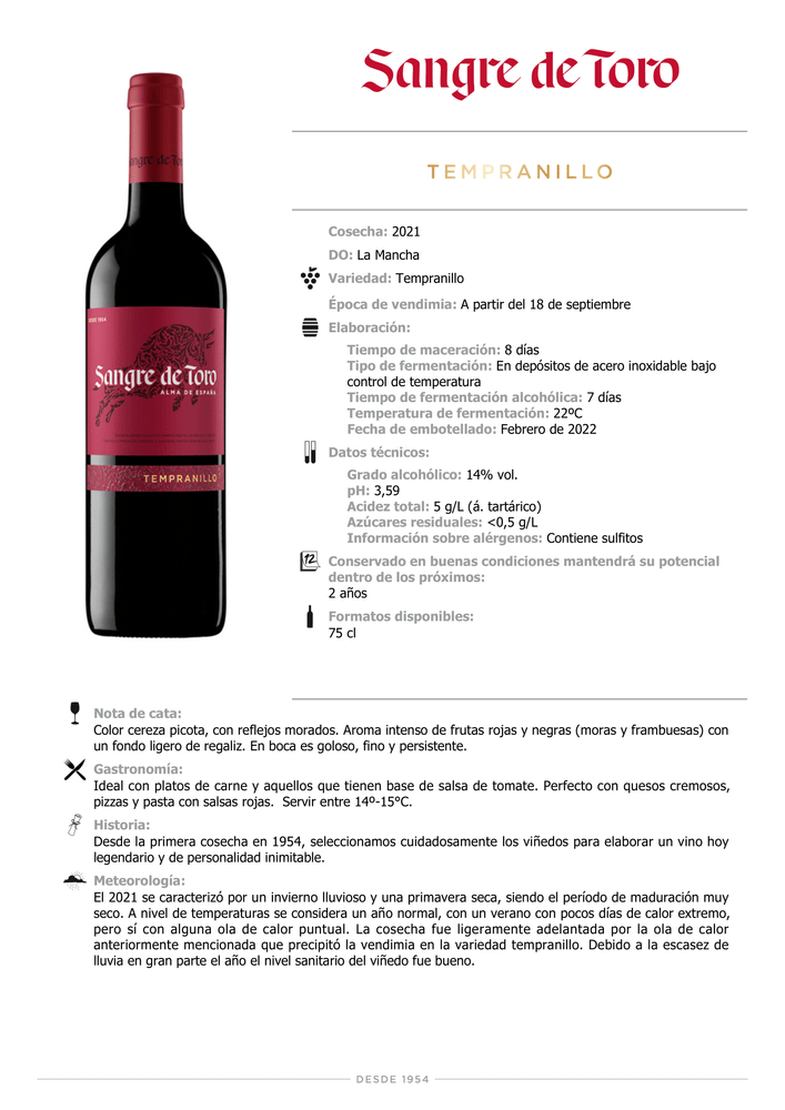 
                  
                    SANGRE DE TORO TEMPRANILLO
                  
                