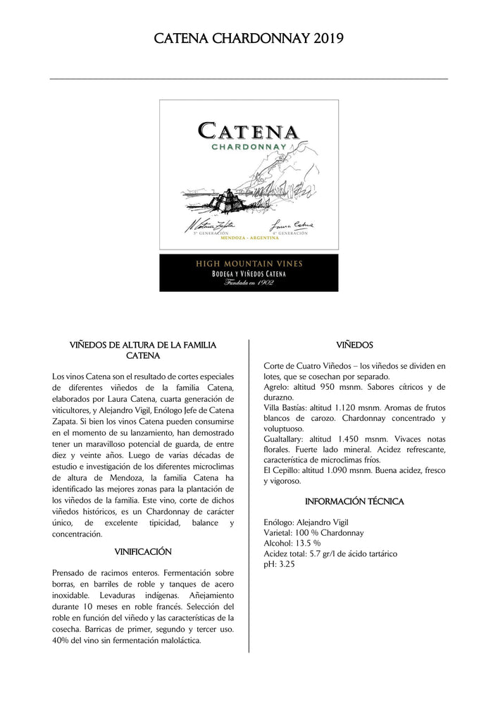 
                  
                    CATENA CHARDONNAY
                  
                